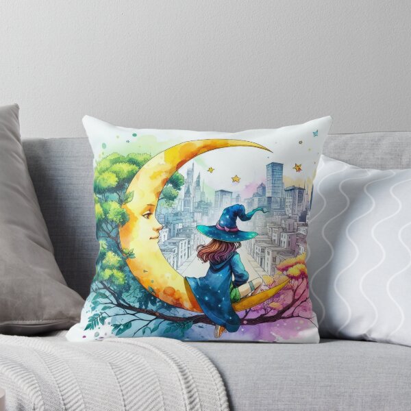 Item preview, A girl wizard sitting on a crescent moon. designed and sold by growing-mom.