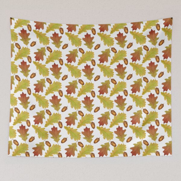 Item preview, Watercolor oak leaves and acorns pattern designed and sold by curlyfamily.