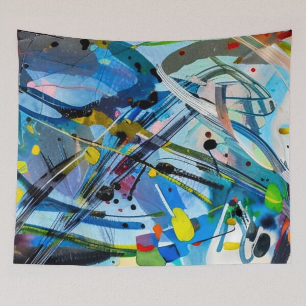 Item preview, Modern Contemporary Abstract Watercolor Painting, Colorful, Bold Solid, Paint and Ink In Blue designed and sold by MyArt23.