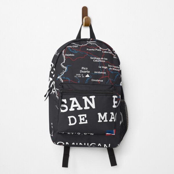 Item preview, San Pedro de Macoris Dominican Republic Flag Travel Map Coordinates Roads Rivers and Oceans White designed and sold by frenchsalsa.