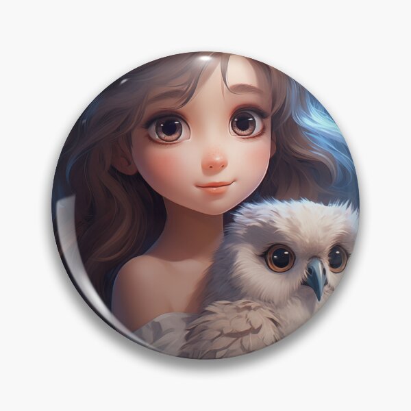 Item preview, "Who who's there?" Anime Girl with Baby Owl designed and sold by Dramaqueenbee.