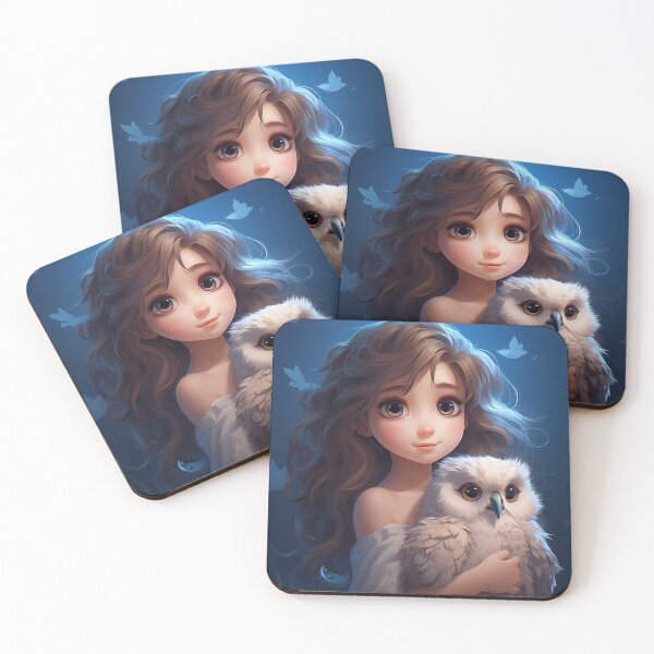 Item preview, "Who who's there?" Anime Girl with Baby Owl designed and sold by Dramaqueenbee.