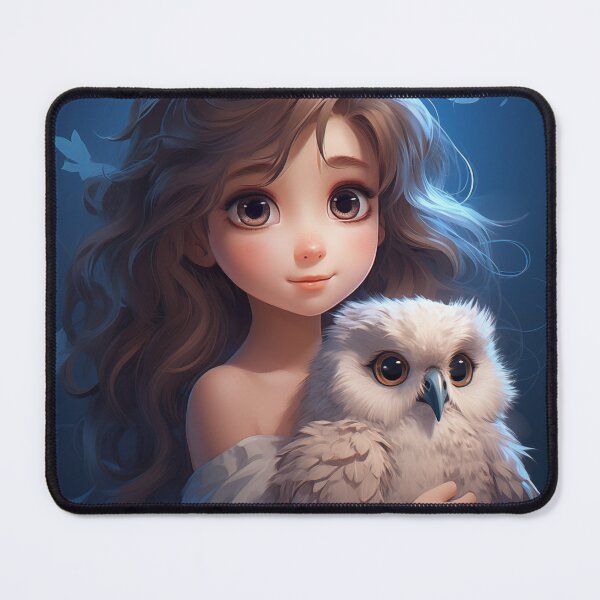 Item preview, "Who who's there?" Anime Girl with Baby Owl designed and sold by Dramaqueenbee.