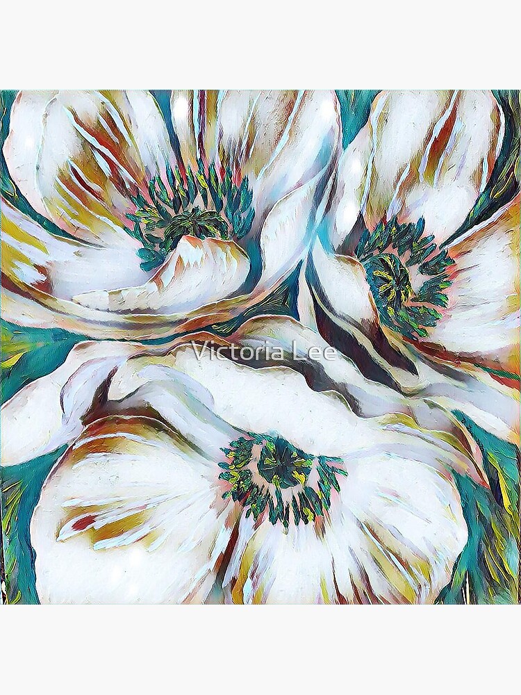 Thumbnail 2 of 2, Greeting Card, Three Callie Poppies in White designed and sold by Ladyinthemitten.
