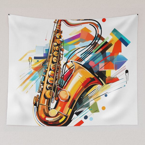 Item preview, constructivism abstract saxophone print designed and sold by dcrc.