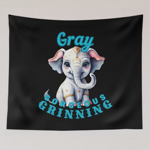 Item preview, Gray, Gorgeous, Grinning. funny elephant designed and sold by ElephantVibes.