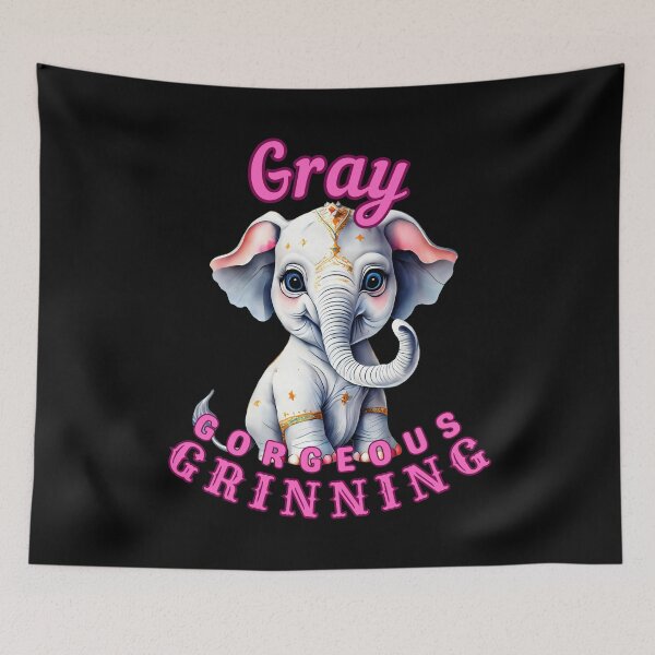 Item preview, Gray, Gorgeous, Grinning. elephant head designed and sold by ElephantVibes.