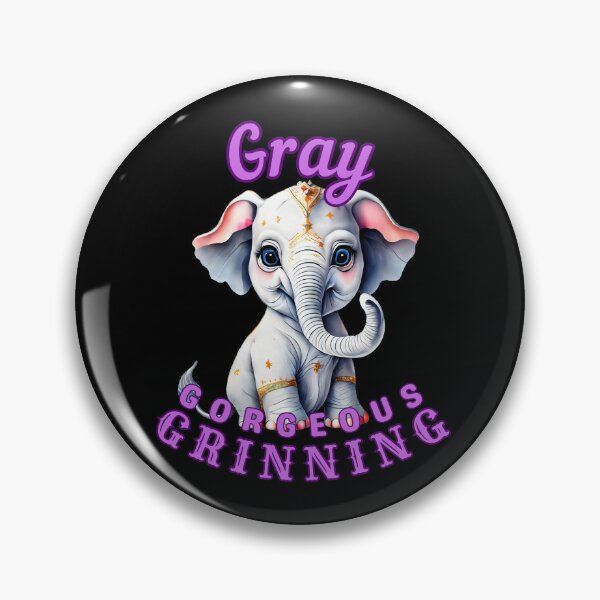 Item preview, Gray, Gorgeous, Grinning. elephant face designed and sold by ElephantVibes.