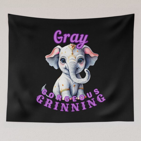 Item preview, Gray, Gorgeous, Grinning. elephant face designed and sold by ElephantVibes.