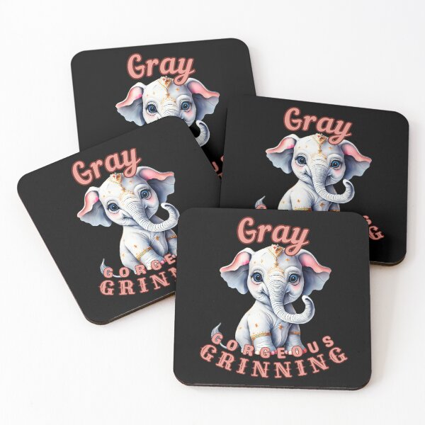 Item preview, Gray, Gorgeous, Grinning. elephant portrait designed and sold by ElephantVibes.