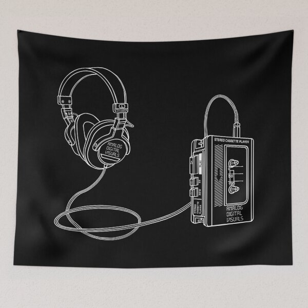 Item preview, Retro Walkman Cassette Player Graphic Tee (White Lines) – 80s 90s Music Nostalgia Y2K Streetwear T-Shirt designed and sold by analogdigitalvz.