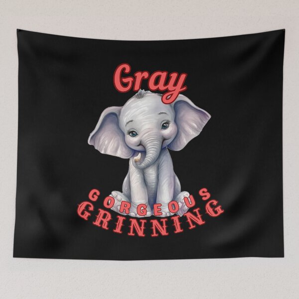 Item preview, Gray, Gorgeous, Grinning. happy elephant designed and sold by ElephantVibes.
