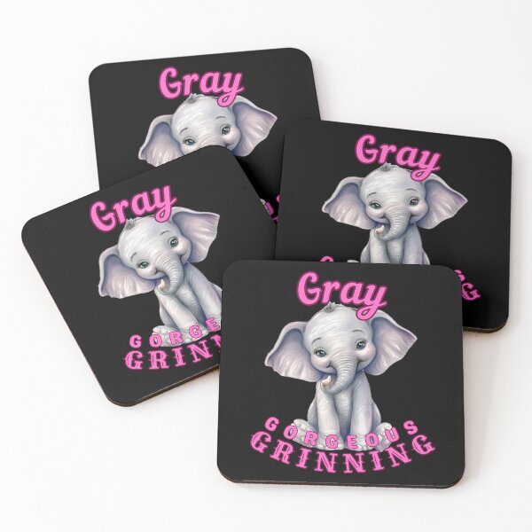 Item preview, Gray, Gorgeous, Grinning. elephant saying designed and sold by ElephantVibes.