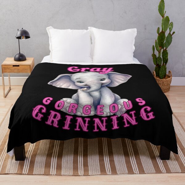 Item preview, Gray, Gorgeous, Grinning. elephant saying designed and sold by ElephantVibes.