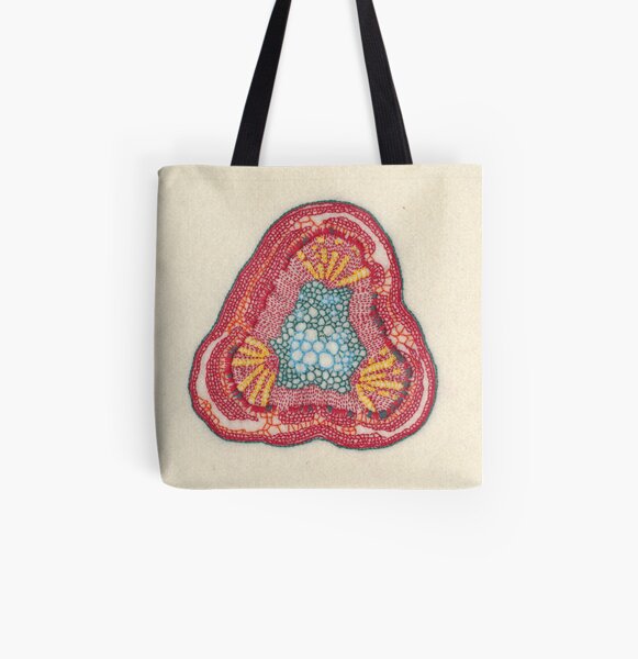 Growing - Glycine (soy) - embroidery of plant cells All Over Print Tote Bag