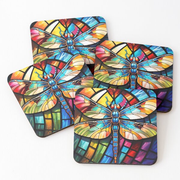 Item preview, Dragonfly Stained Glass Cartoon designed and sold by druidwolfart.