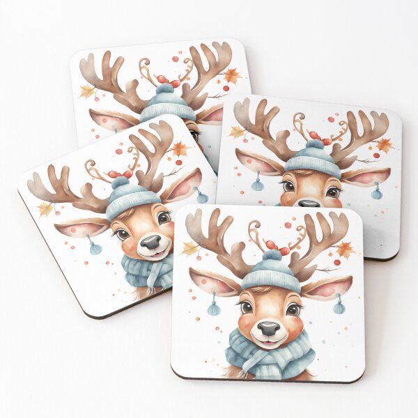 Item preview, Whimsical Woodland Christmas Reindeer Watercolor Animal Art designed and sold by Cawaiico.
