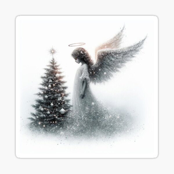 Mystical Elegance: Christmas Angel Dark Sticker