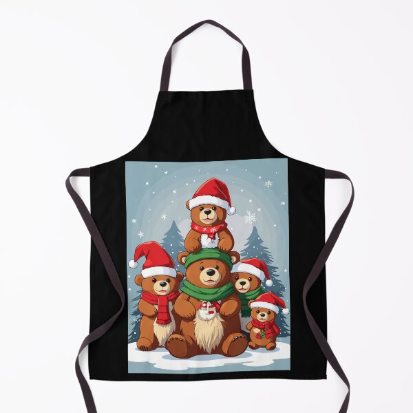 Item preview, Family of Bears Wearing Christmas Hat and Scarf Xmas in Snow designed and sold by Peculiarts.