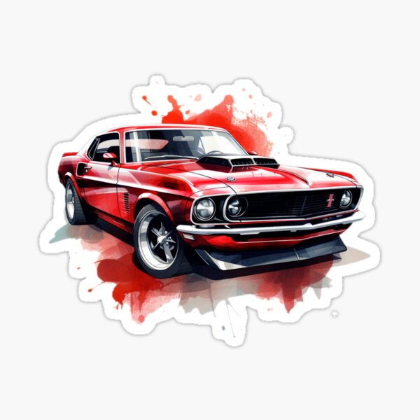 "Retro Car, Muscle car" Sticker for Sale by Kanida | Redbubble