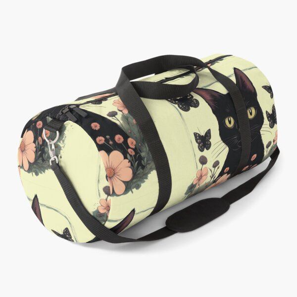 Item preview, black cat flowers and butterflies designed and sold by Catophile.