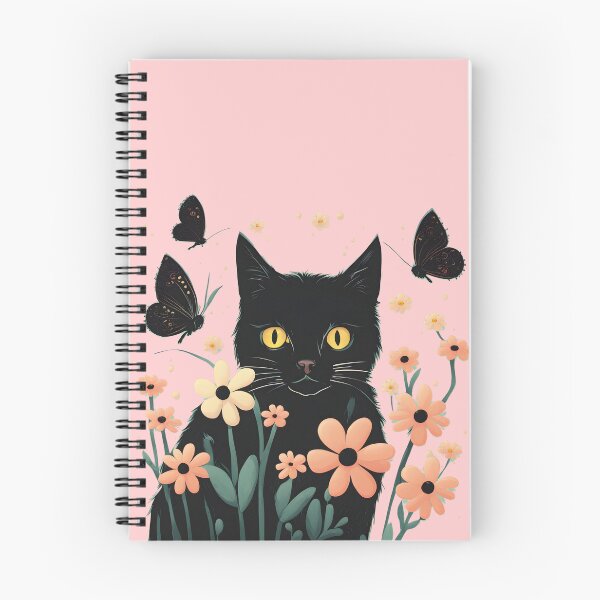 Item preview, black cat flowers and butterflies designed and sold by Catophile.