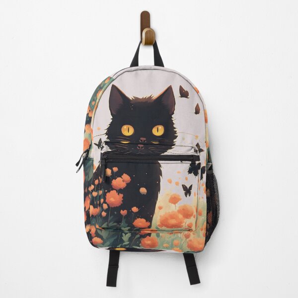 Item preview, black cat flowers and butterflies designed and sold by Catophile.