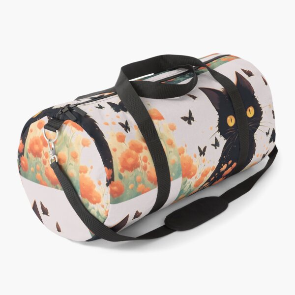Item preview, black cat flowers and butterflies designed and sold by Catophile.