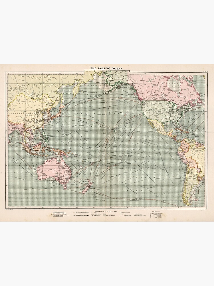 Disover Vintage Pacific Ocean Navigational Map (1905) Premium Matte Vertical Poster