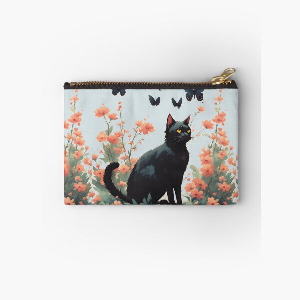 Item preview,  black cat flowers and butterflies designed and sold by Catophile.