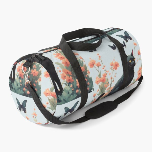 Item preview,  black cat flowers and butterflies designed and sold by Catophile.