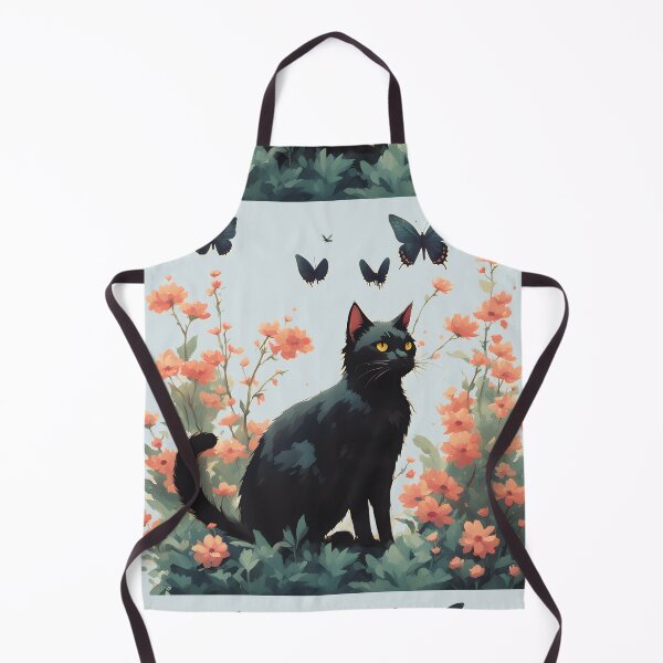 Item preview, black cat flowers and butterflies designed and sold by Catophile.