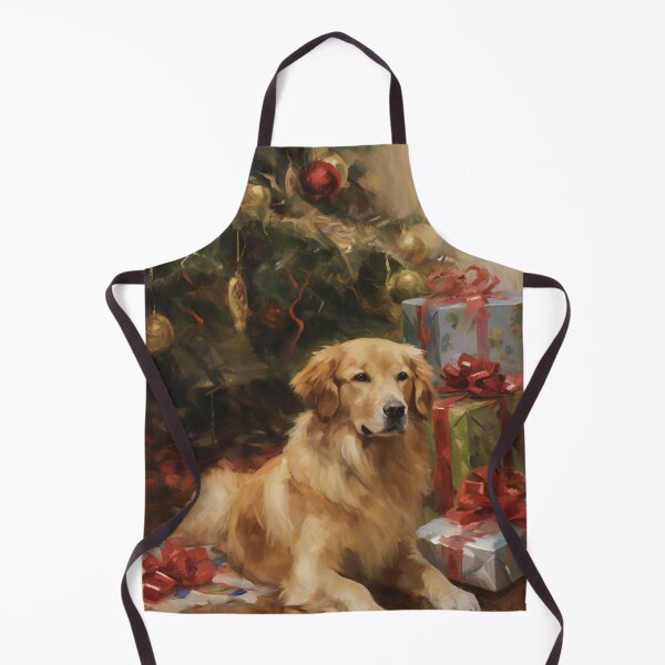 Item preview, A golden retriever laying next to a Christmas tree designed and sold by exitbird.