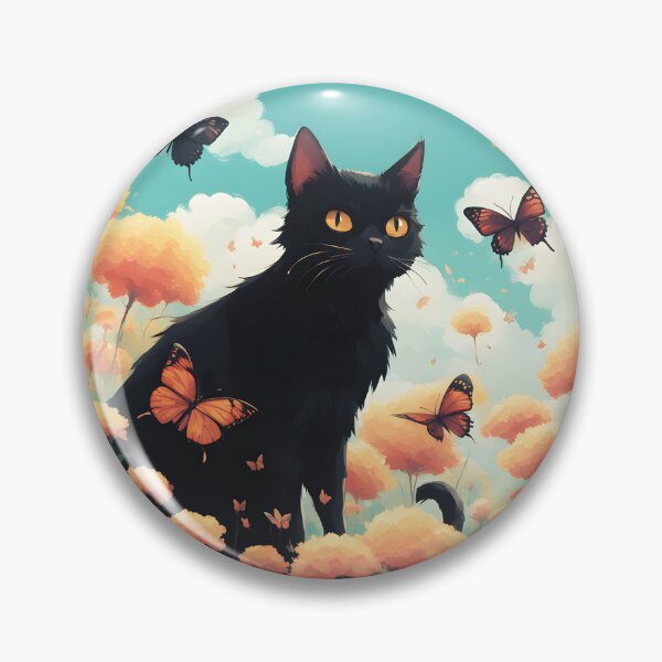 Item preview, black cat flowers and butterflies designed and sold by Catophile.