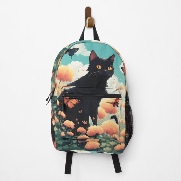 Item preview, black cat flowers and butterflies designed and sold by Catophile.