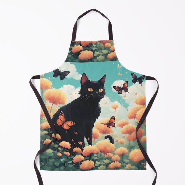 Item preview, black cat flowers and butterflies designed and sold by Catophile.