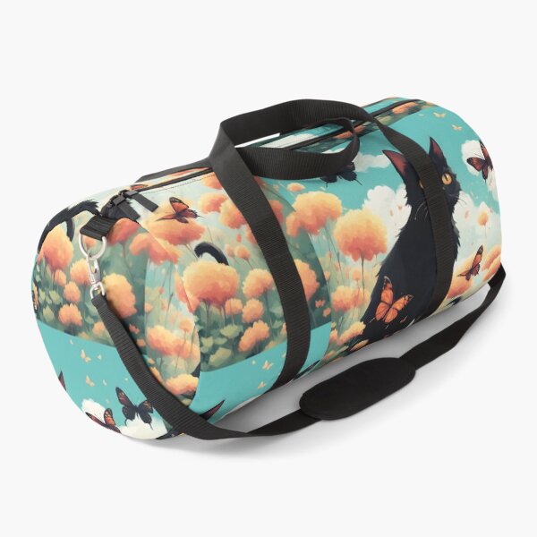 Item preview, black cat flowers and butterflies designed and sold by Catophile.
