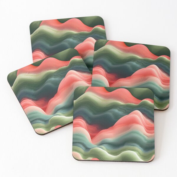 Item preview, Emerald and Coral Wavescape designed and sold by VectorPlace.