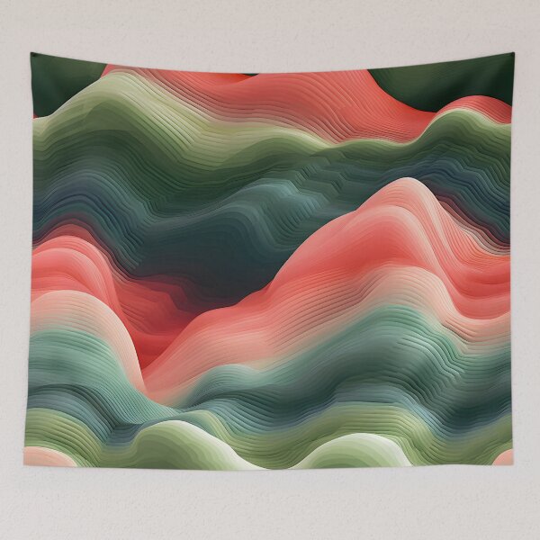 Item preview, Emerald and Coral Wavescape designed and sold by VectorPlace.