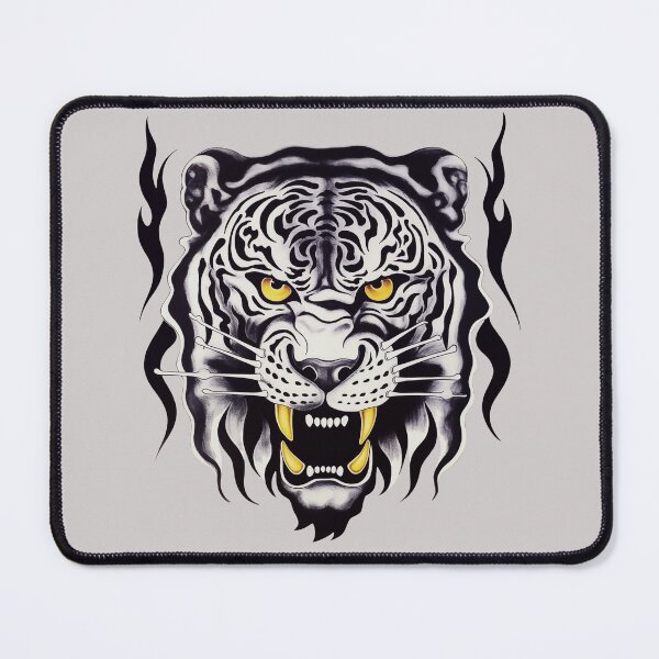Item preview, Black and White Roaring Tiger Tattoo designed and sold by Shinzomaru.