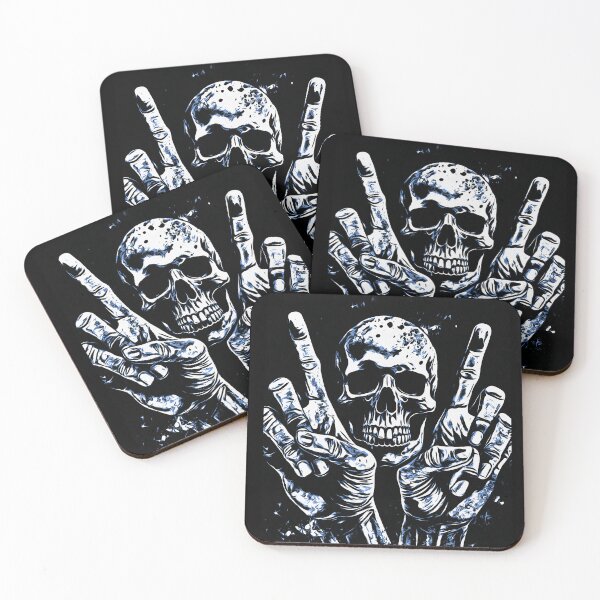 Item preview, Skull and hands rock symbol illustration designed and sold by umfhn.