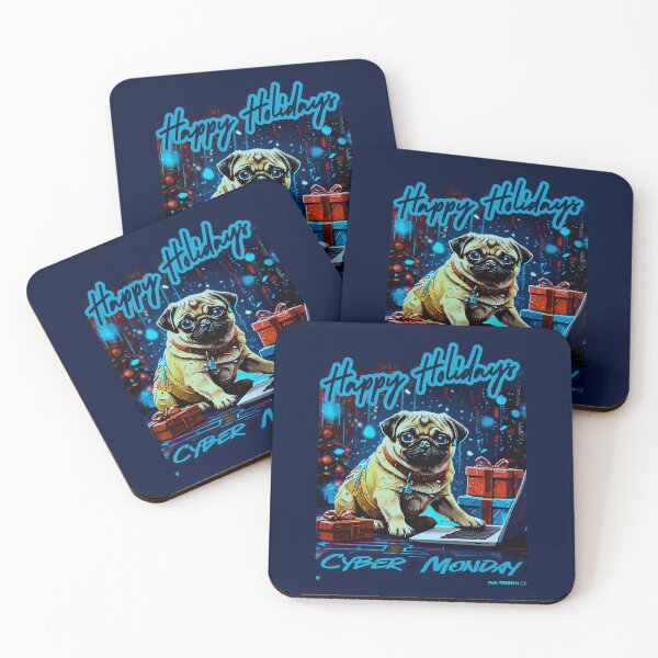 Item preview, Pug HAPPY HOLIDAYS 62 CYBER MONDAY  designed and sold by RedBluffTraders.