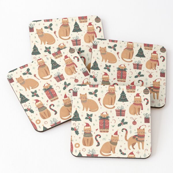 Item preview, Repeating Christmas Cat Pattern designed and sold by FuzyFriendHaven.