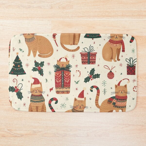 Item preview, Repeating Christmas Cat Pattern designed and sold by FuzyFriendHaven.