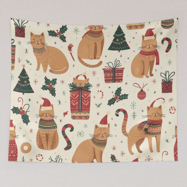 Item preview, Repeating Christmas Cat Pattern designed and sold by FuzyFriendHaven.