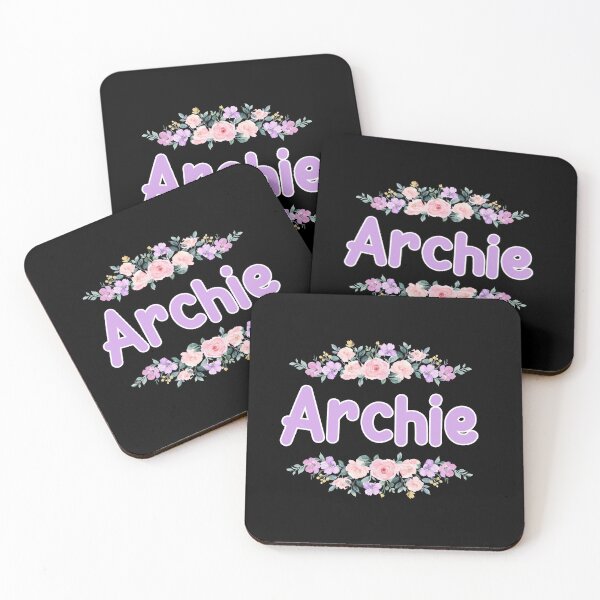 Item preview, Purple Flower Archie Name Label (Black) designed and sold by NormadWorld.