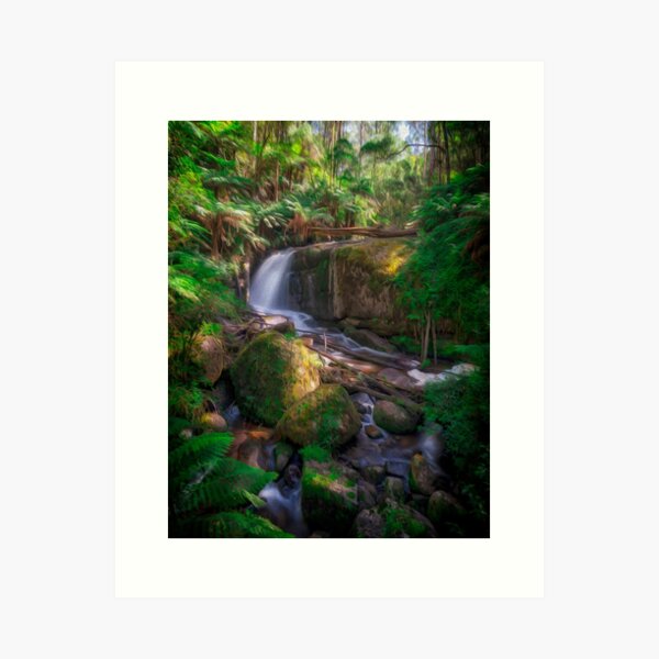Item preview, Oil painting style print of a beautiful waterfall designed and sold by DesignBoard Photography.