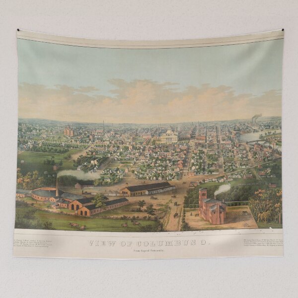 Item preview, Vintage Pictorial Map of Columbus OH (1867) designed and sold by BravuraMedia.