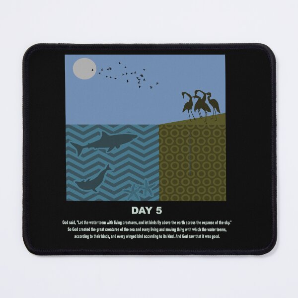 Item preview, christian abstract minimal art - genesis bible verse art - day 5 of creation - creation of fish, sea creatures and birds- series01 designed and sold by ZechJohnRB.