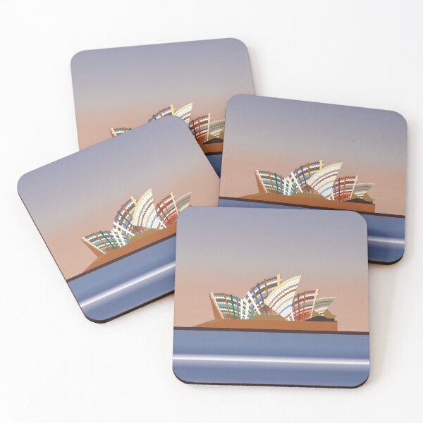 Item preview, the sydney opera house flat iconic illustration night pink blue Australia travel paper cut 3d vector illustration. Abstract skyline with landmark map architecture. Sydney city discover designed and sold by handmadehipsters.